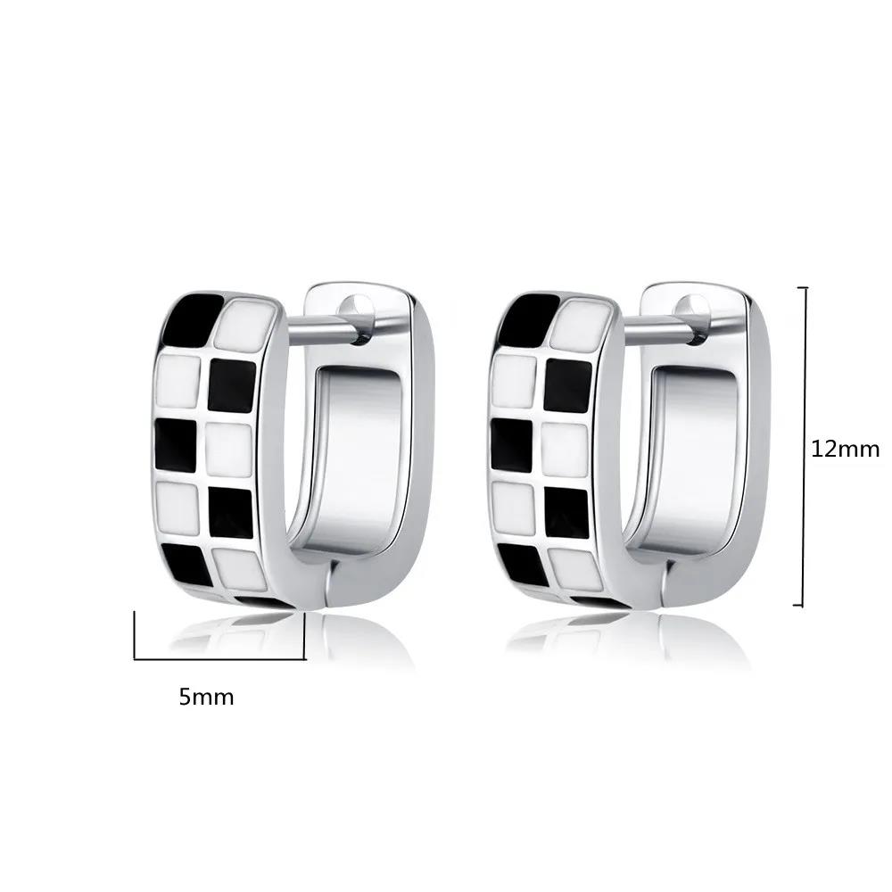 Buyee 925 Sterling Silver Heart Earring Light White Black Acrylic Sweet Earring for Woman Girl Fashion Fine Jewelry Earring