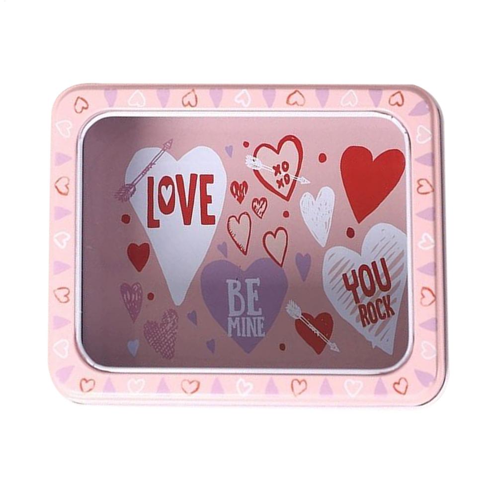 Valentine's Day Candy Box Valentine's Day Food Container Tinplate Cookie Box With Clear Window For Food Candy Snack Chocolate