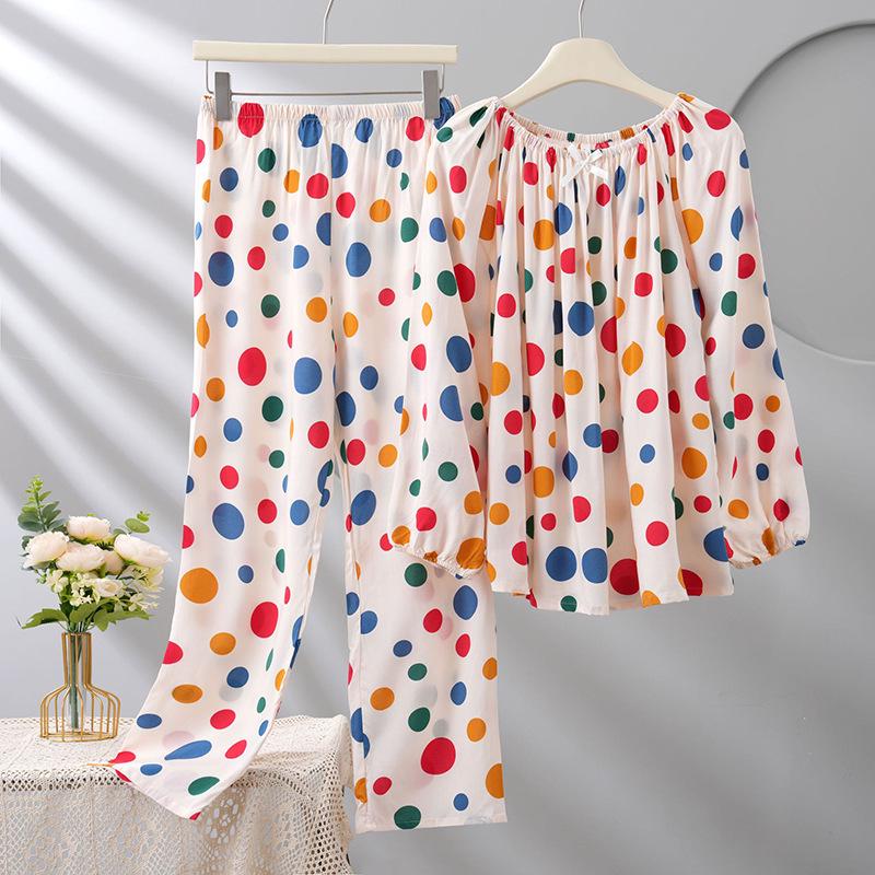 2025 Damen Lyocell Pyjama-Set: Lange Ärmel, Lange Hose, Rundhalsausschnitt, Lässiger Stil, Indoor-Outdoor-Bekleidung, Zweiteiliges Set.