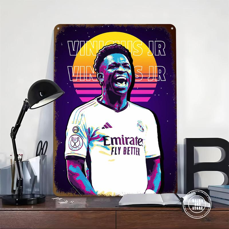 Fotbalista 07 Tištěný plakát Personalizované nástěnné umění Retro Vintage kovové plechové cedule pro domácí kancelářskou výzdobu Dekorace herny