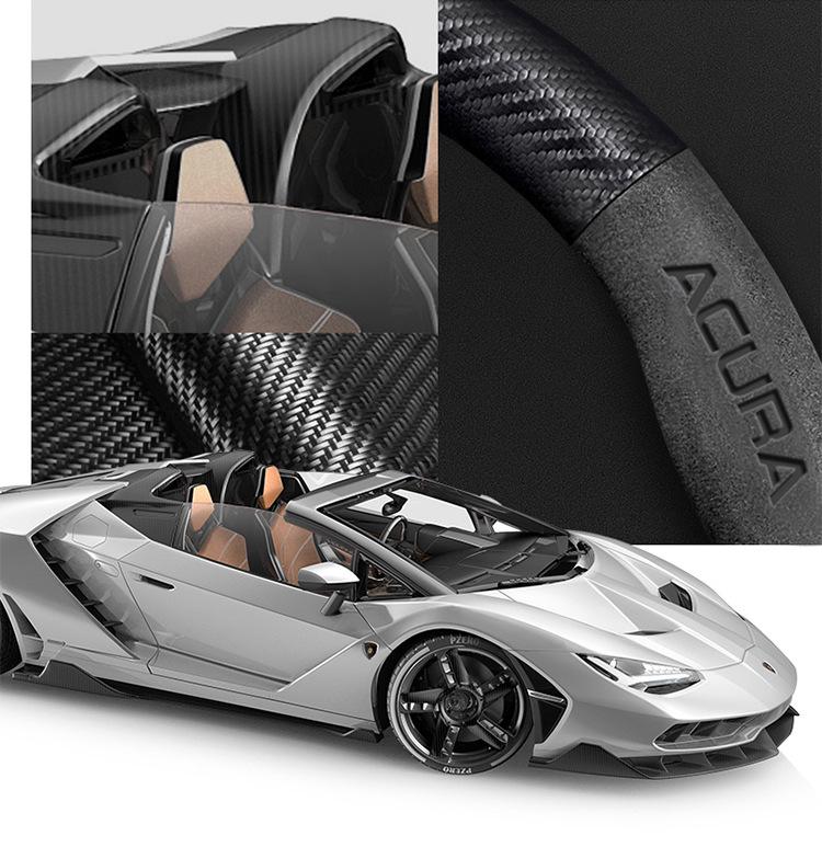 Genuine Leather Carbon Fiber Steering Wheel Cover for Acura - Non-Slip & Breathable, Universal Fit for All Seasons