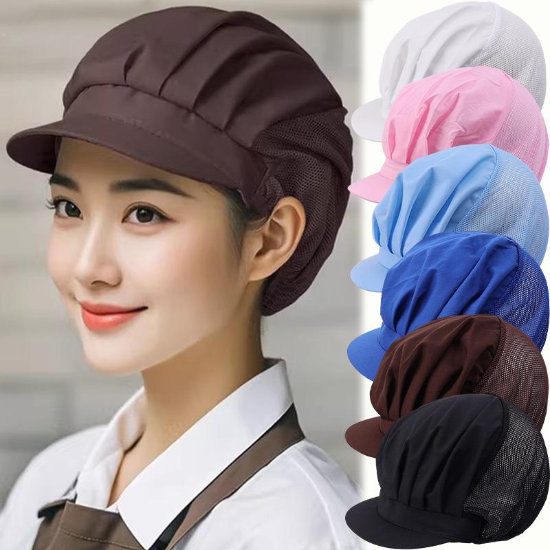 2026 Solid Breathable Work Dust Cap for Women Men Adjustable Cooking Chef Caps Food Service Hair Nets Chic Hat Work Accessories