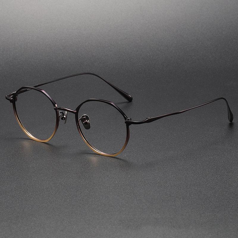 Unisex Retro Business Ultra-Light Comfortable Round Pure 100% Titanium Optical Eyewear Eyeglasses Spectacle Frame