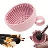 Silicone Makeup Brush Cleaner Bowl - 1pcs Unscented Brush Cleaning Mat with Scrubber Pad for Eyebrow, Blush, Facial & Eye Brushes