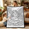 Kids Coloring Blanket Family DIY Painting Activity Gift Animal Themed Soft Throw
