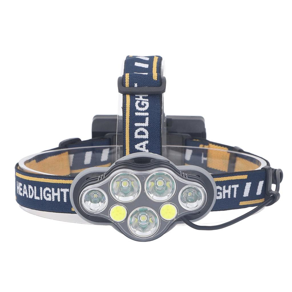 7 Core Headlight Long Range USB Rechargeable Headlamp Outdoor Work Light IPX4 Waterproof Built In Ba