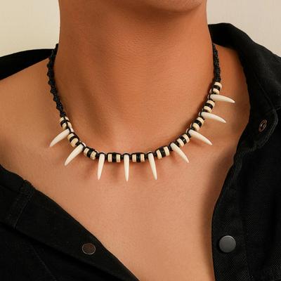 Fashionable Woven Bohemian Imitation Wolf Teeth Necklace Couple Necklace Amulet Gift Diy Decoration