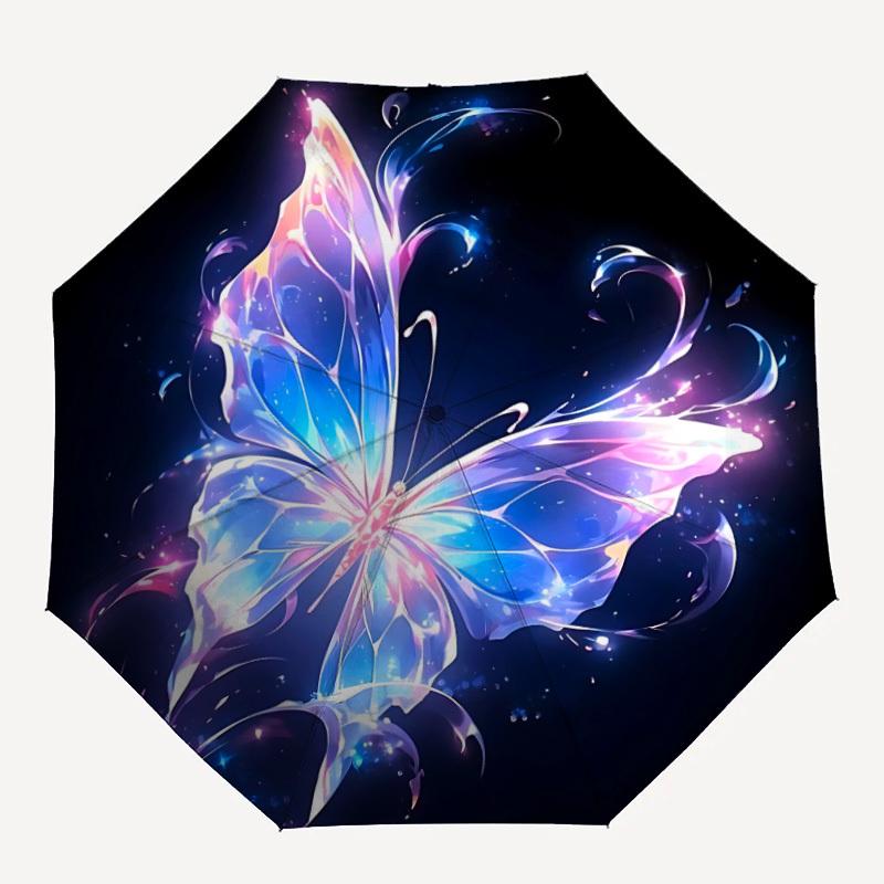 1pc Butterfly Fantasy Automatic Folding Umbrella - Compact 8-Rib Design, Durable Plastic & Iron, Lightweight for Outdoor Daily Use114