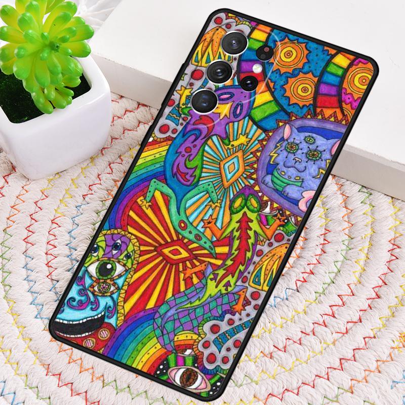 Colourful Psychedelic Trippy Art Phone Case for Samsung Galaxy note 10 pro S26 Ultra S23 S24 FE S25 S21 S22 PLUS shockproof Cove