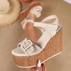 2026 Summer Wedge Buckle Open-Toe Velcro Fashion Women's Peep-Toe Thick-Soled High-Heeled Sandals