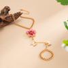 Salircon Exquisite Sweet Butterfly Flower Finger Bracelet for Women Retro Drip Oil Flower Charm Bracelets Jewelry Hand Accessory