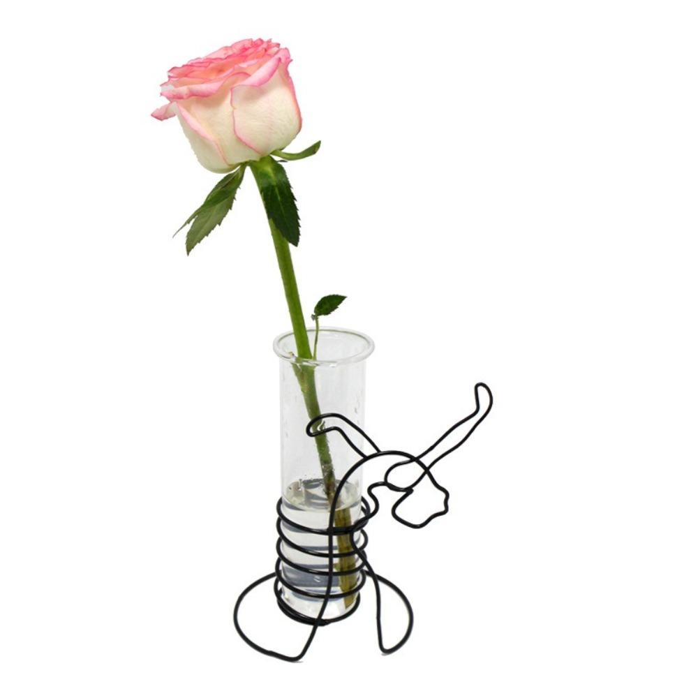 

DIY Test Tube Vase Metal Plant Holder Table Flowers Vase Retro Desktop Flower Arrangement Girl
