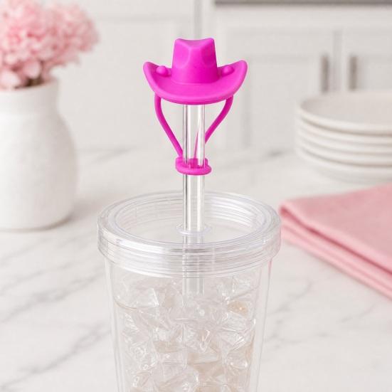 2Pcs Silicone Straw Cover, 8mm Wide Mouth Straw Cap for 30/40oz Tumbler, Cowboy Hat Shape Dustproof Plugs, Cute Drinking Straw Topper Accessories
