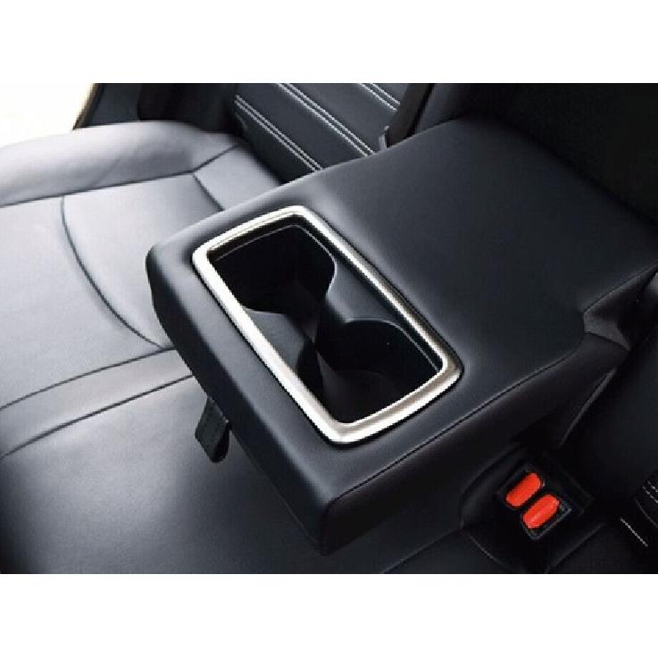 For Toyota RAV4 2019-2024 Silver Steel Rear Armrest Water Cup Holder Panel 1PCS