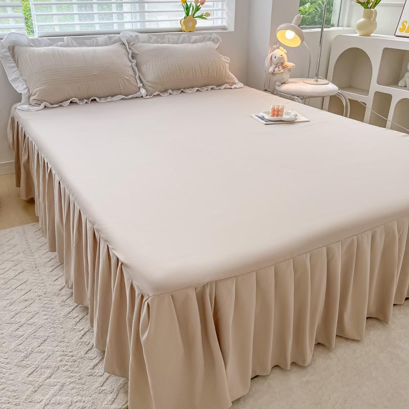 

Спальня Бытовая цельная шлифовальная юбка-кровать Однотонное приятное для кожи покрывало Покрывало для спальни Простыни для студенческого общежития 150 * 200cm