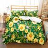 Hibiscus Floral Duvet Cover Twin King Size Tropical Palm Leaves Bedding Set,Botanical Flower Comforter Cover for Girl Teen Room