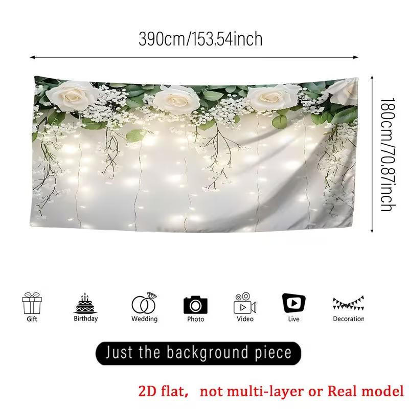Sfondo Fotografia Elegante Rosa Bianca 2D con Verde Banner