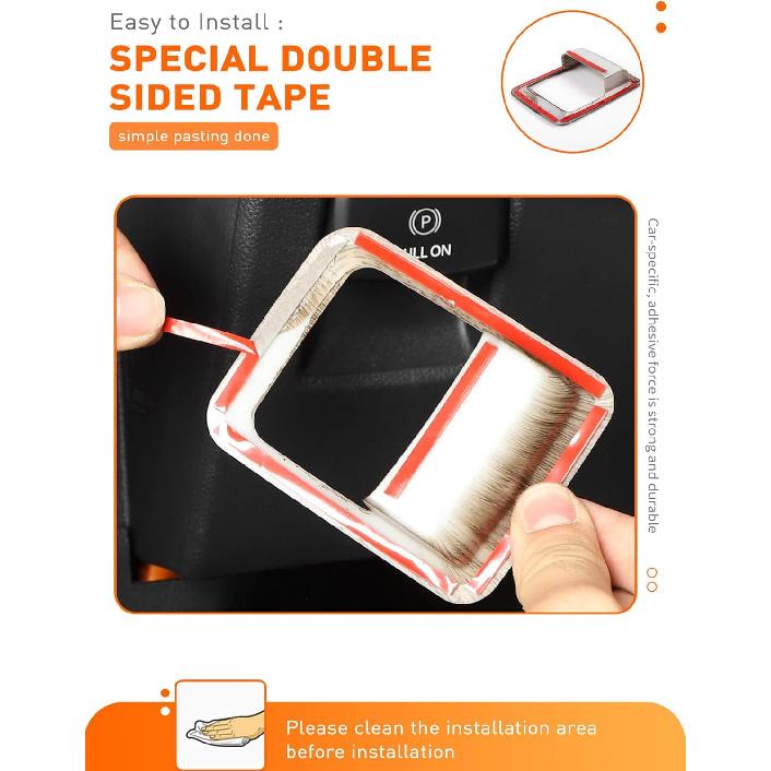 Savadicar Wood Grain Interior Accessories - Electronic Parking Brake Switch Trim Cover for Ford F150 (2021-present) - Premium Texture Interior Decor