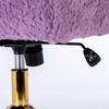 Fluffy Faux Rabbit Hair Vanity Chair, Violet Adjustable Height 360 Degrees Swivel Home Office Chair with Armrest, Golden Metal Rolling Base,DE1831VT