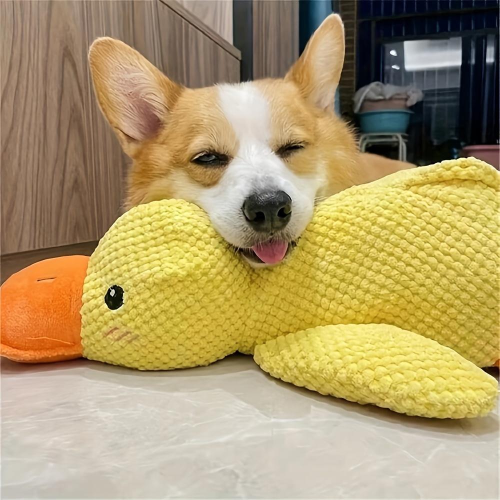 Durable Chew-Resistant Plush Duck Dog Toy,Soft Interactive Chew Proof Companion,Bright Yellow Safe Chewable Puppy Toy for Dogs