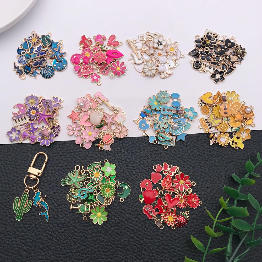 200-Piece Alloy Jewelry Set: 10-Color Drip Oil Charms for DIY Bracelets, Earrings, Keychains & Pendants