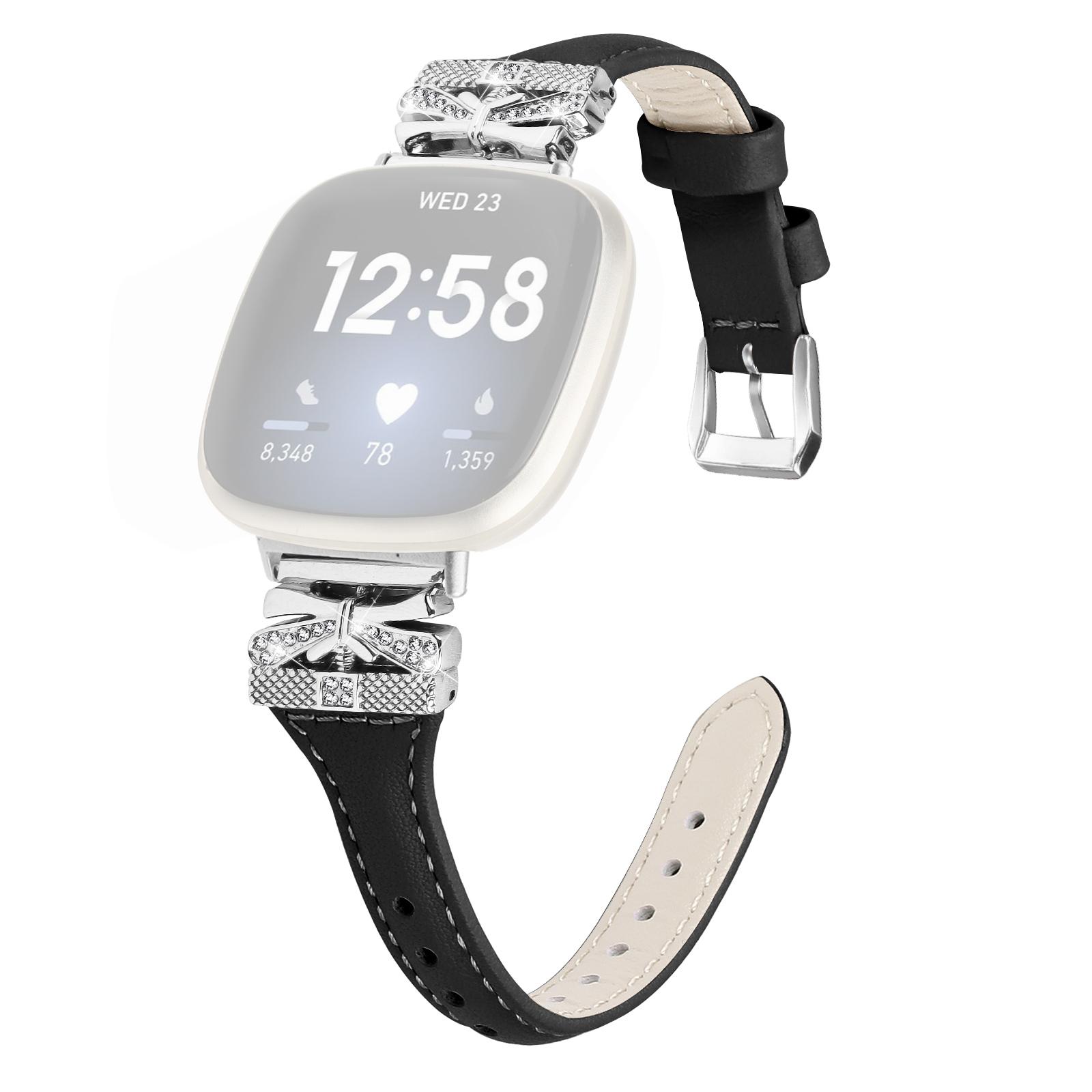 

Срібний ремінець для годинника з пряжкою для Fitbit Versa 3/4/Sense/Sense 2 з застібкою-метеликом, регульований ремінець Black