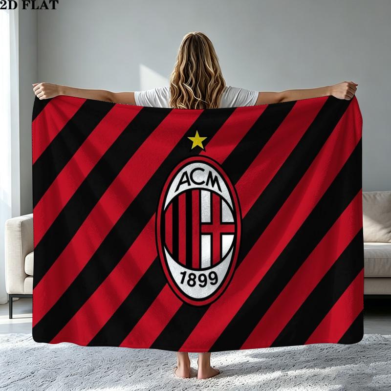 AC Milan Print Flannel Blanket High Quality Warm Comfortable Cover for All Seasons Perfect for Gifts Home Decor