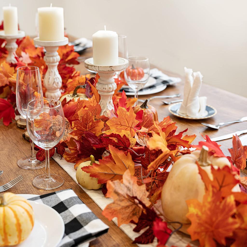 2 Pack Fall-Garland-Maple-Leaf 6ft Foliage Mantle Vine Fall-Decor Artificial Autumn Decoration for Home Fireplace Mantle Front Door Thanksgiving