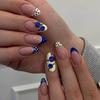 24pcs Press-On Nails With 3D Blueberry Dot Design French Style Acrylic Tips Women Wear