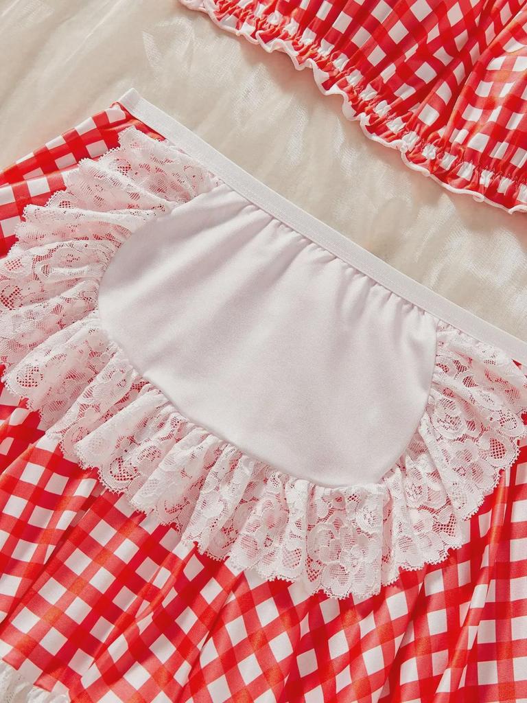 European & American Sexy Temptation Maid Lingerie 4-Piece Set