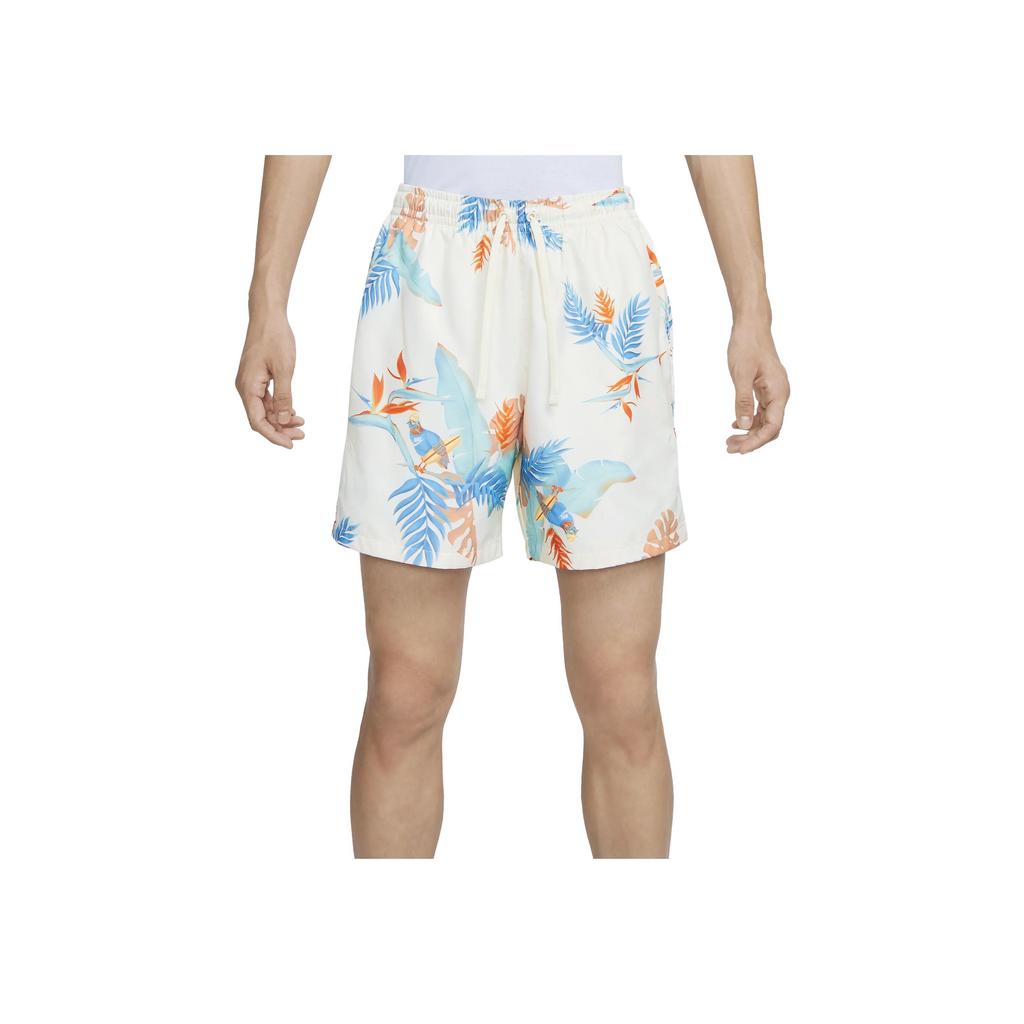 Nike Elastic Waistband Casual Shorts With Botanical Print Men Bottoms White FQ0350-110