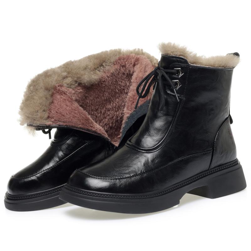 

Fashion AIYUQI Women s Ankle Boots 2025 New Non-slip Warm Genuine Leather Female Winter Shoes Large Size Platform Snow Boots For Women 35 чёрный