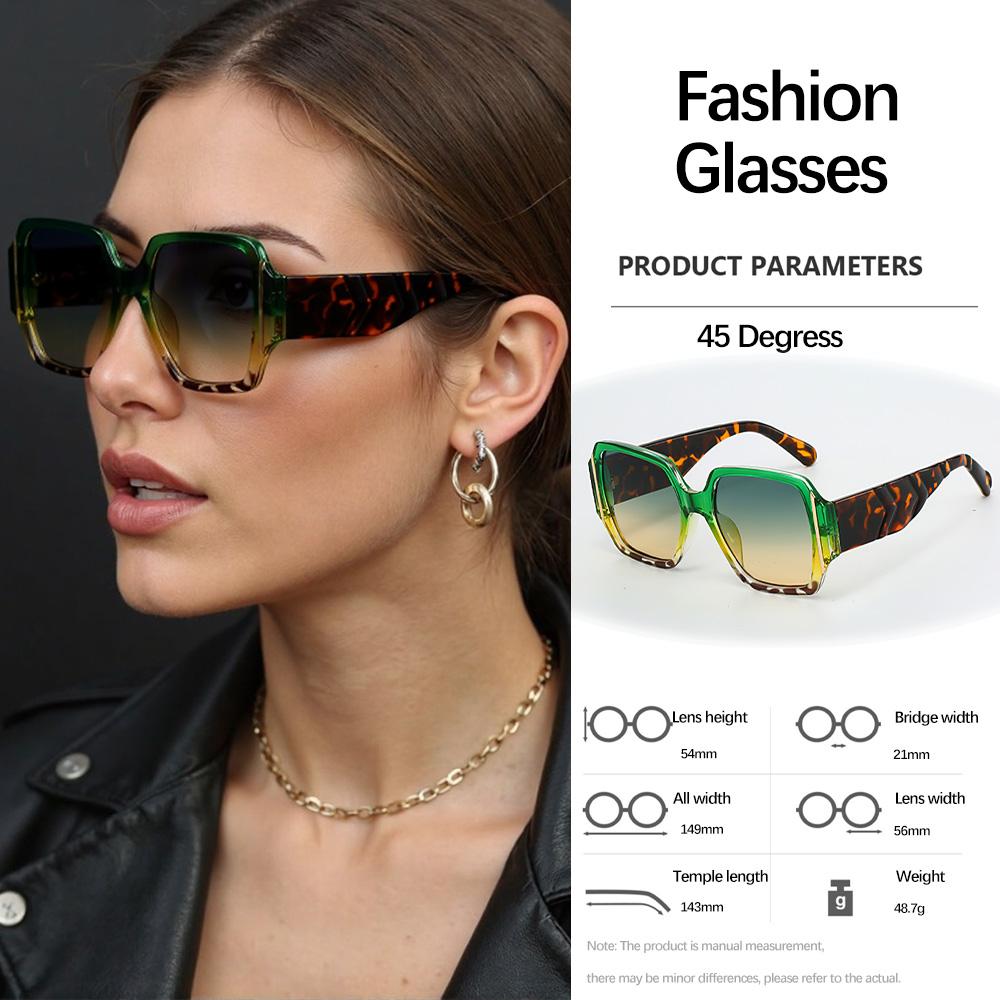 Women Sunglasses Modern Wide Edge Square Lens Frame Fashion Accessories Geometric Design Large Frame Glasses