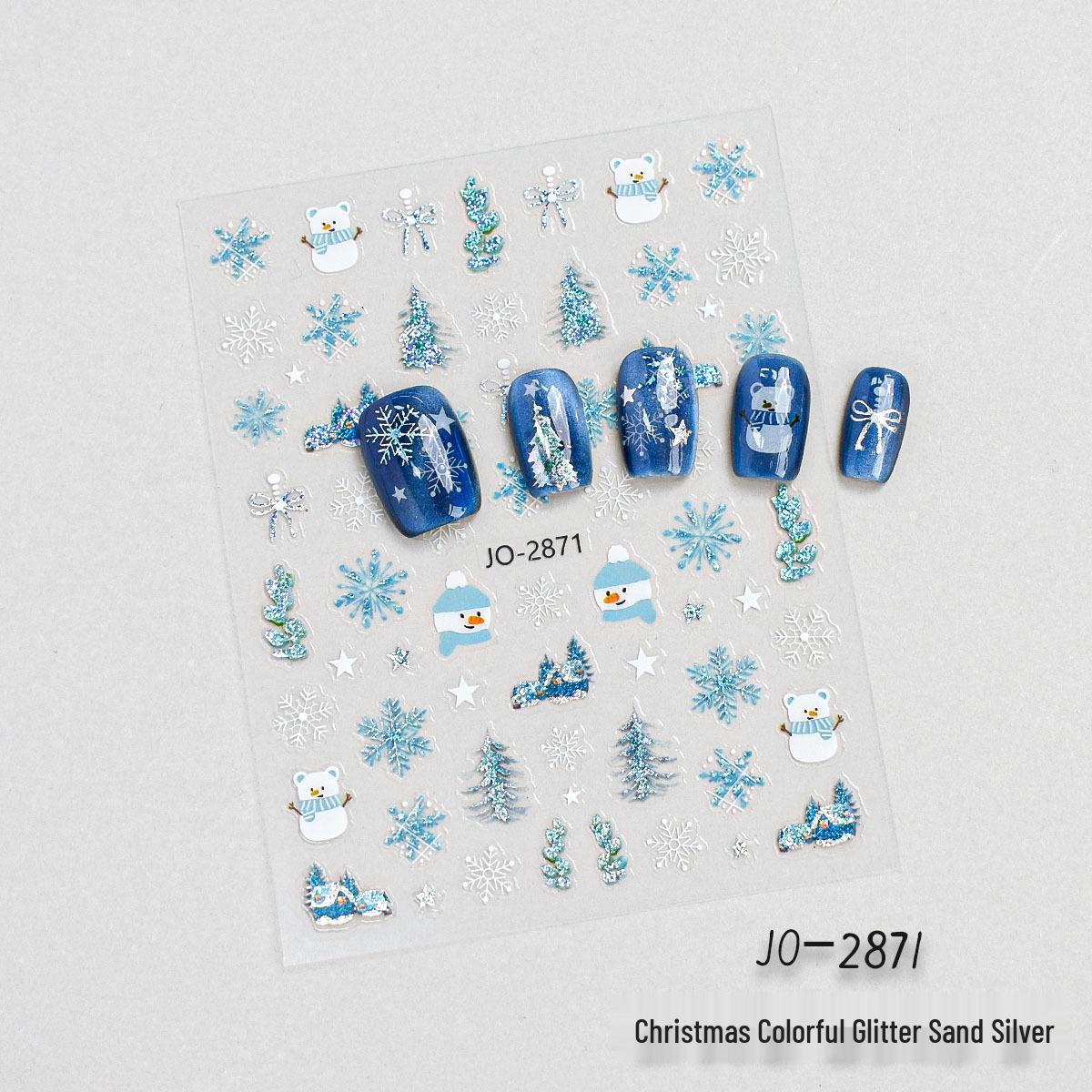 3D рельефные рождественские наклейки для дизайна ногтей: Снежинки и венки