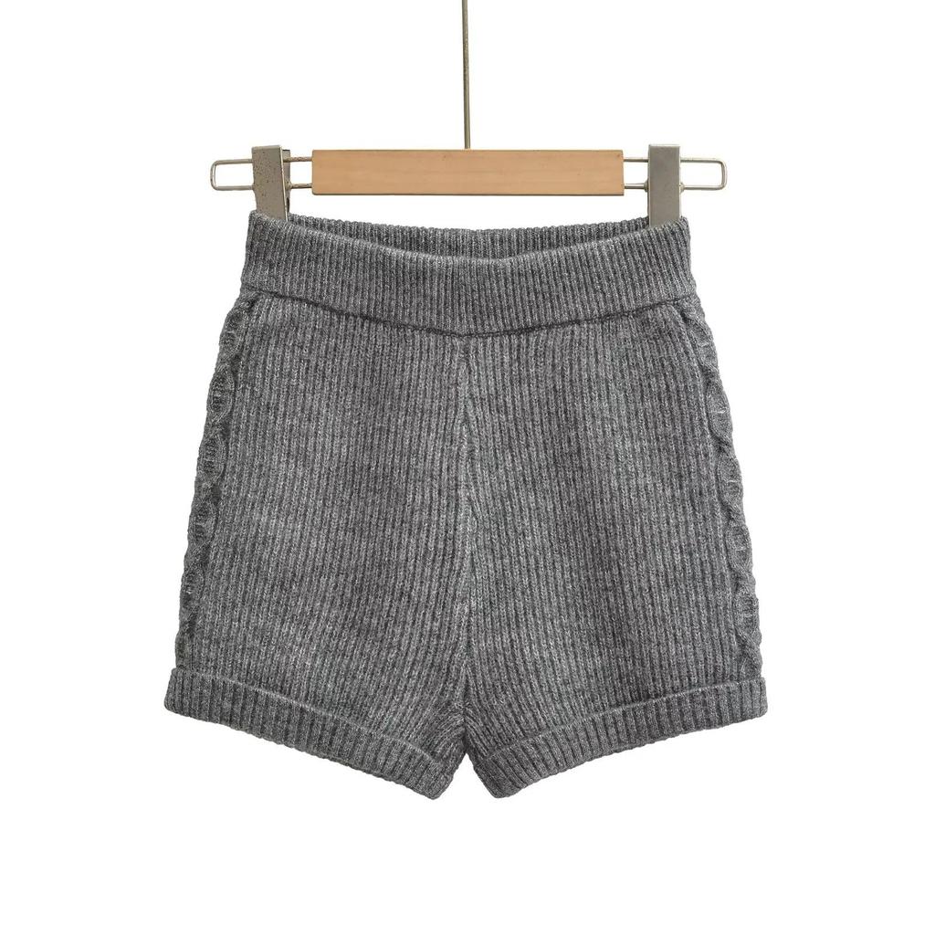 European-Style Elastic Knit Hip-Hugging Shorts for Women - Spring Fashion Solid Color Casual Hot Pants