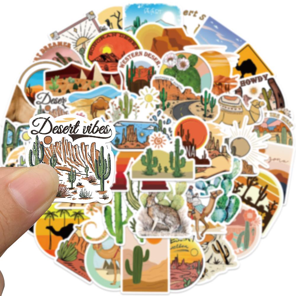 10/50 Stück Cartoon Wüste Aufkleber Großer Kaktus Graffiti Aufkleber für DIY Gepäck Laptop Skateboard Motorrad Fahrrad Aufkleber
