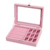 Compartment Jewelry Storage Box with Ring Rolls, Soft Lining and Hinged Lid for Dresser Top and Vanity Storage