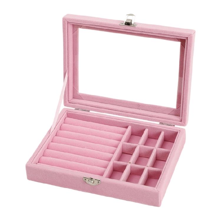 Compartment Jewelry Storage Box with Ring Rolls, Soft Lining and Hinged Lid for Dresser Top and Vanity Storage