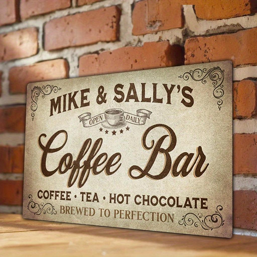 1pc Custom Vintage Coffee Bar Metal Sign 8x12 Inch Waterproof Decor