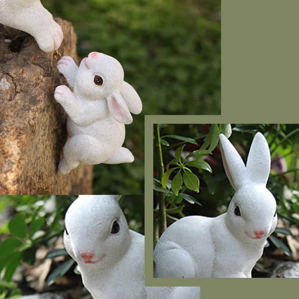 Lovely Rabbit Figurine Ornaments Cute Bunnies Sculpture Micro Landscape Animal Figurine  Table