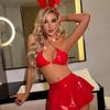 European Patent Leather Bunny Girl Costume Set: Nightclub Role-Playing Erotic Lingerie