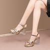 Waterproof Table High-heeled Sandals 2025 Summer New Crystal Thick-heeled Fish-mouth Shoes