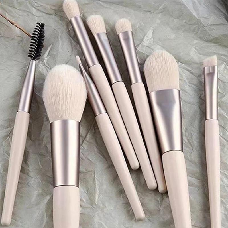 8-pack Convenient Travel Pack Soft Brush Makeup Brush Eyeshadow Brush Blush Brush BB Foundation Brush Makeup Powder Dry and Wet Makeup Tools
