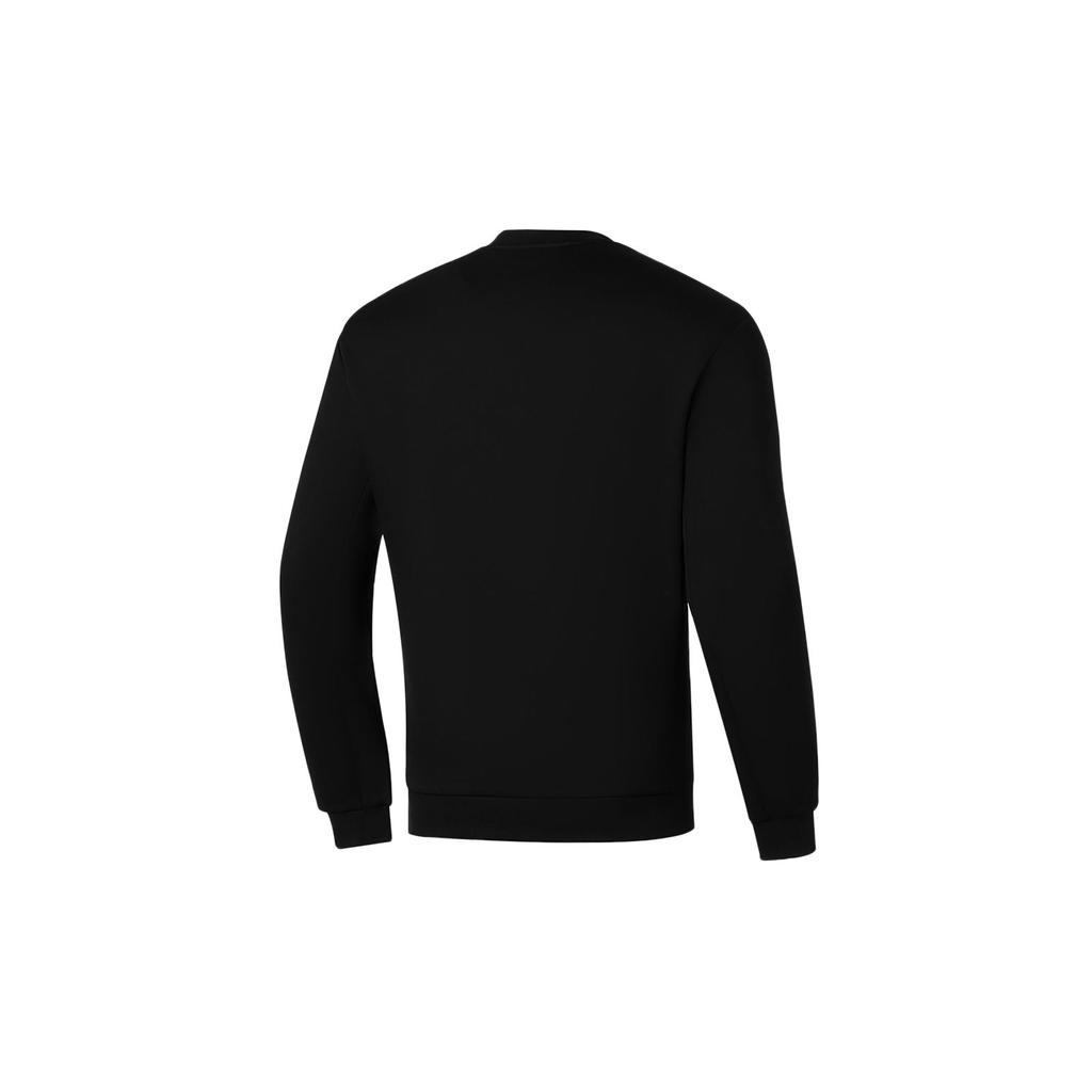 Li-Ning Solid Color Logo Crew Neck Pullover Sweatshirt Men Sweatshirt Black AWDT101-1