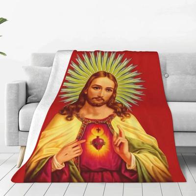 Sacred Heart Of Jesus Catholic Fuzzy Blanket Novelty Throw Blanket for Sofa Bedding Lounge 200x150cm Rug Piece