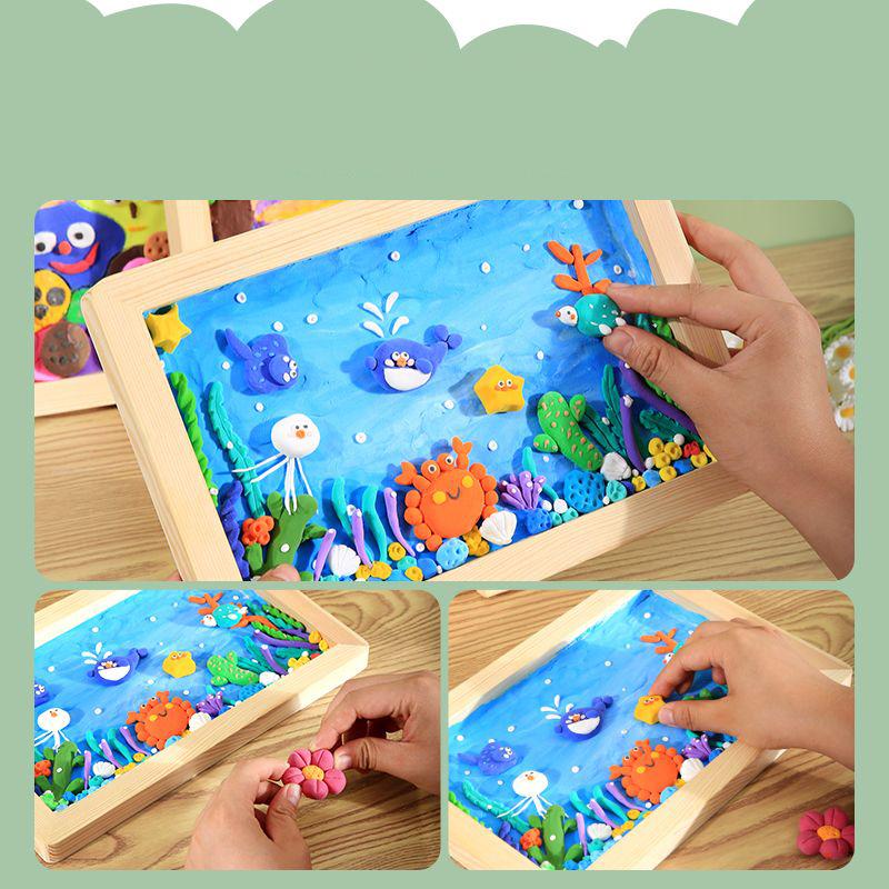 Unfinished Solid Pine Wood Clay Picture Frames for Arts & Crafts,DIY Painting Project Stand for Adults and Kids Color Clay Craft