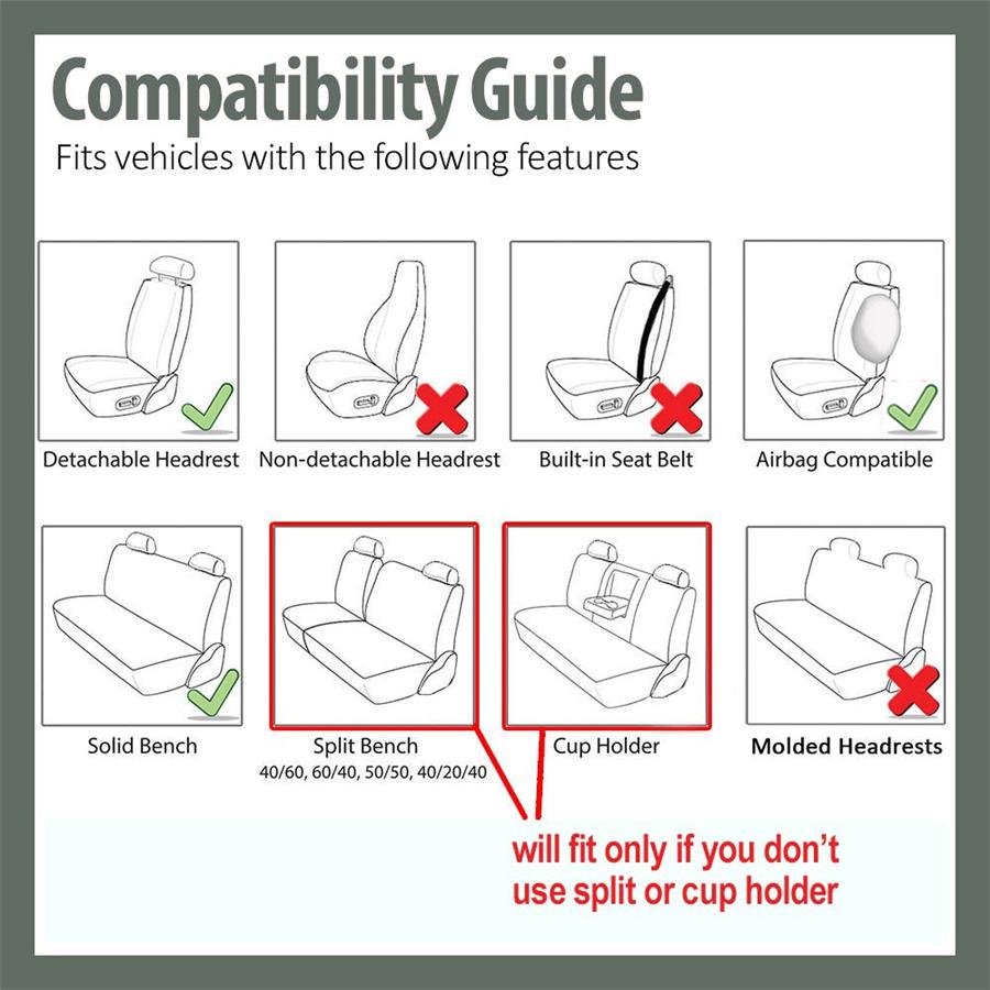 9 Pcs Black & Grey Car Seat Covers Protector Interior Accessories For 5-Seat Car