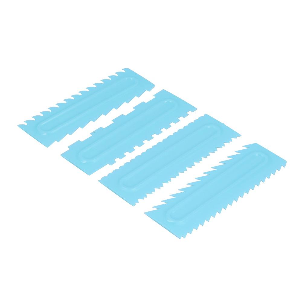 4pcs Professional PP Cake Scraper Sawtooth Textures Icing Smoother Comb Food-Grade Fondant Icing Tools Pastry Pizza Biscuit