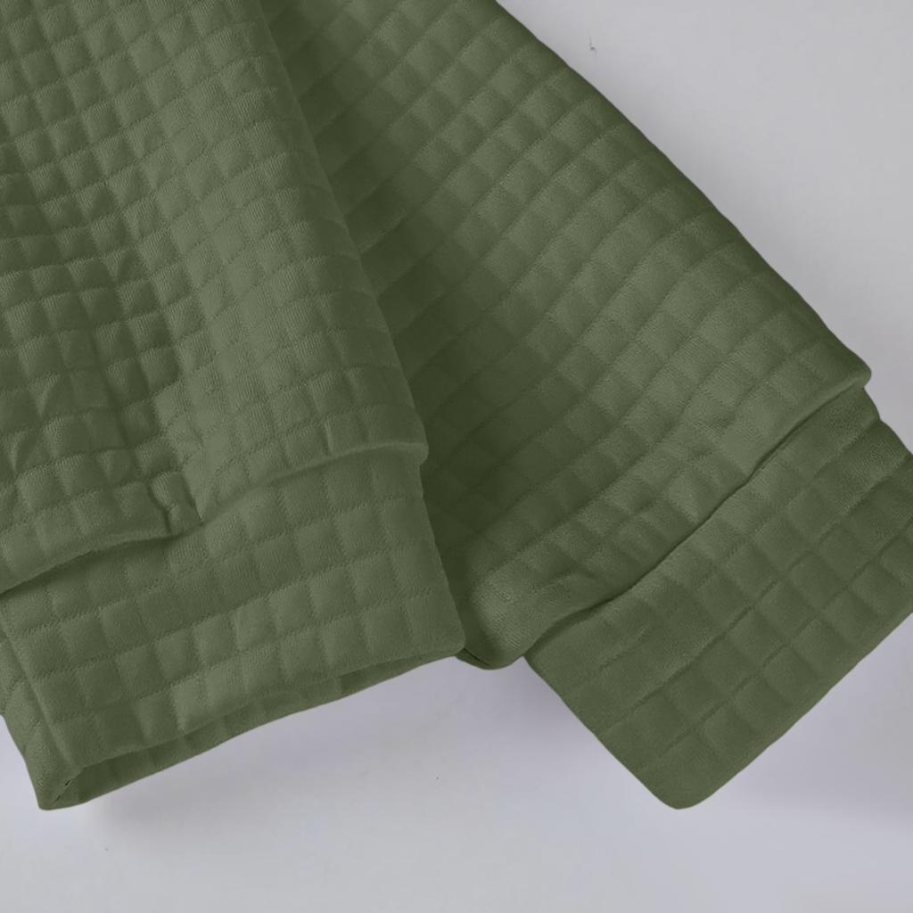 Men's Loose-fitting Casual Waffle-weave Neck Long-sleeved Top