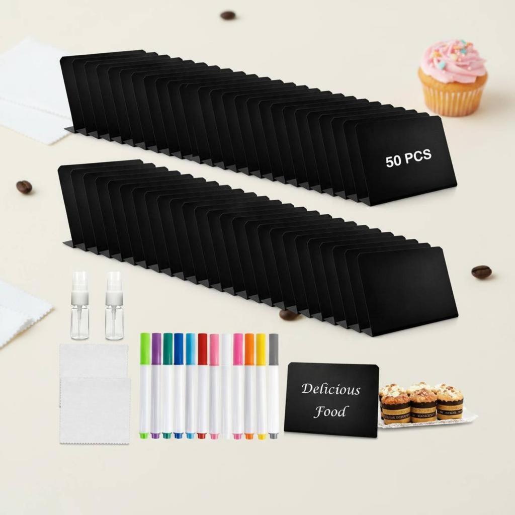 50 Pieces Mini Chalkboard Sign Includes Marker and Spray Bottle Table Tent